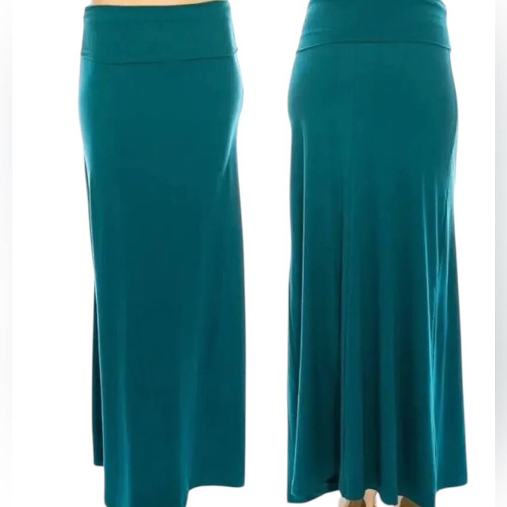 Chris & Carol Boutique  Teal Stretch Maxi Skirt